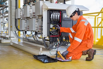 Electrician repairing electrical Generator Luminous llc