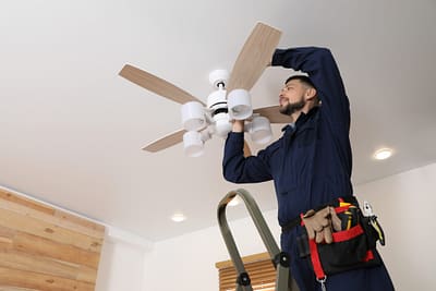 Electrician repairing electrical fan in new jersey